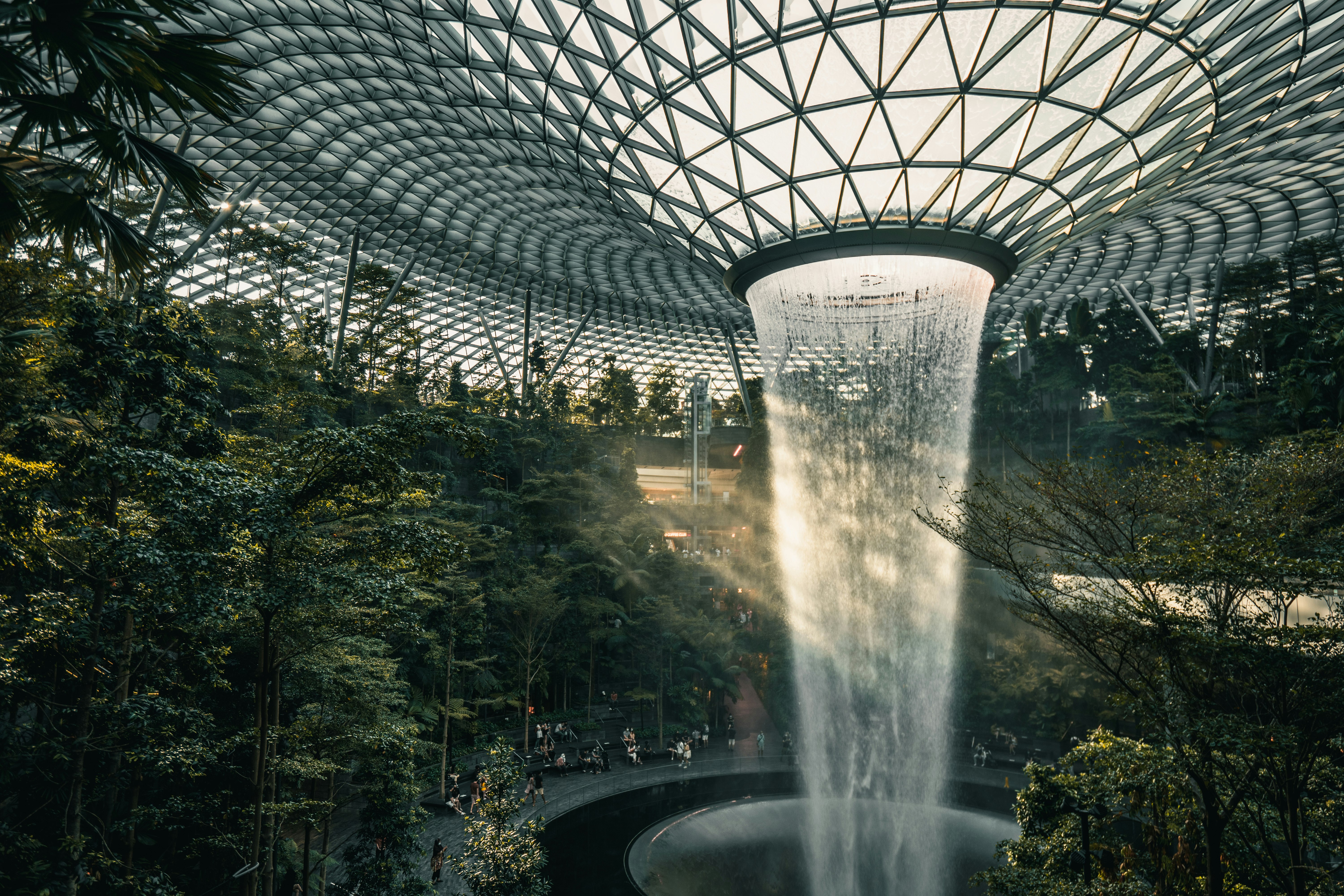 water fountain in the middle of the garden